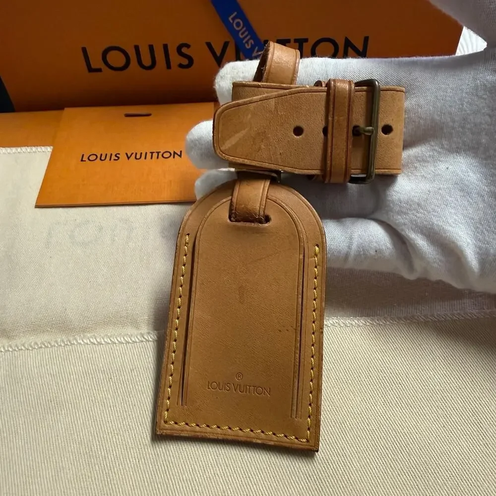 Louis Vuitton Vachetta Leather Luggage Tag and Poignet Authentic NO BOX - Picture 2 of 12